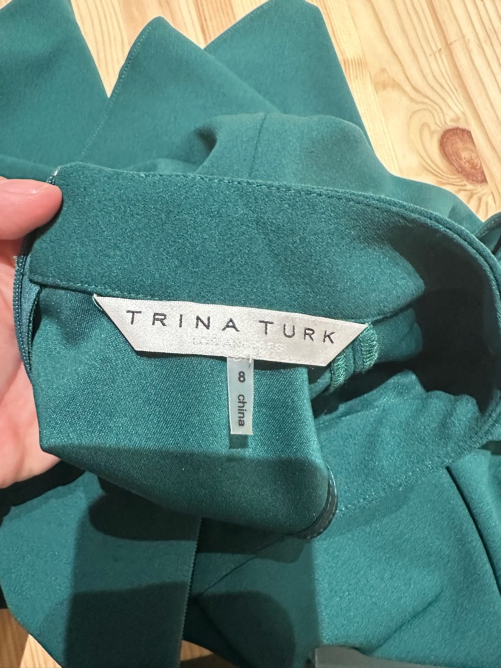 Trina Turk Sleeveless Mock-Neck Emerald Dress - Picture 3 of 4